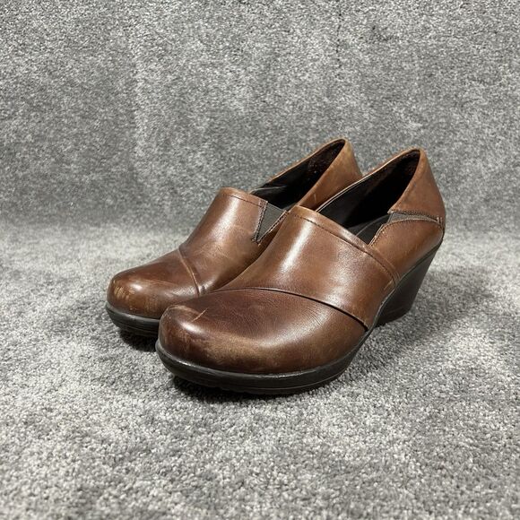 Dansko Rosaline Womens 41 Brown Leather Casual Wedge Heels Pump Slip On Shoes - Picture 4 of 10